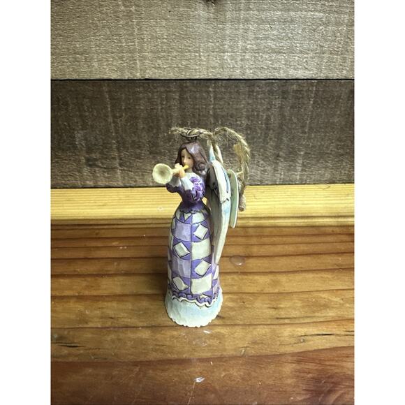 Jim Shore Angel Playing Horn Christmas Ornament Purple Quilted 4014337 - Picture 2 of 5